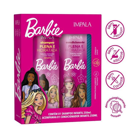 Imagem de Kit Shampoo Condicionador Hidratada Todo Cabelo Barbie 250ml - Impala