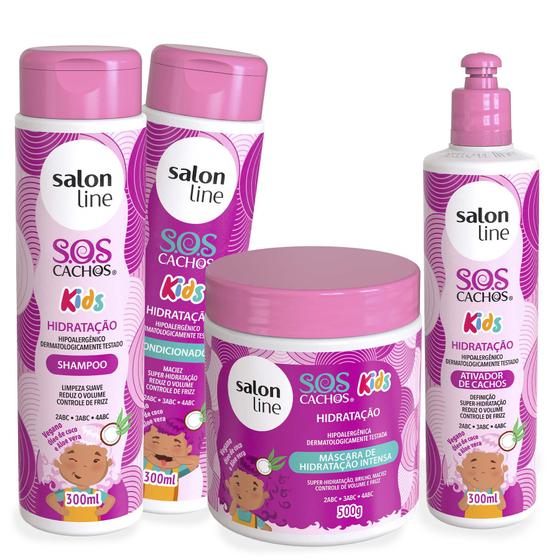Kit Shampoo Condicionador Mascara Ativador De Cachos Sos Cachos Kids Hidratacao Salon Line S O S Cachos Kit De Tratamento Para Cabelos Magazine Luiza