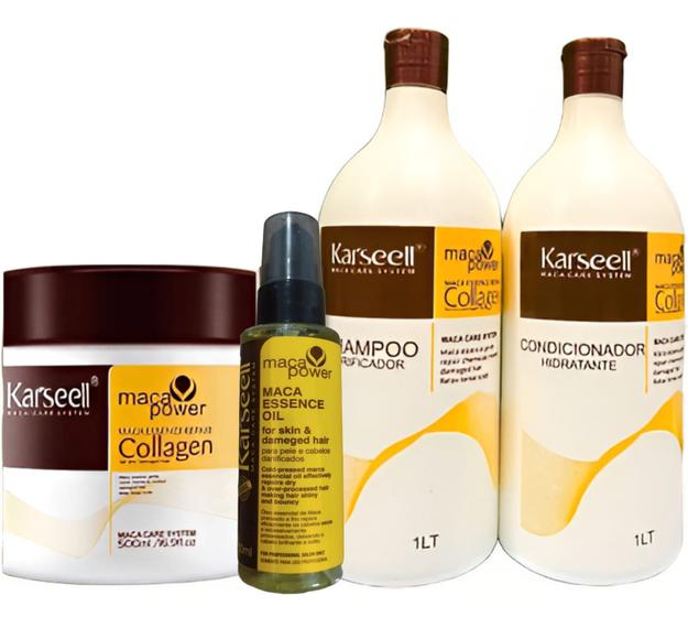 Kit Shampoo Condicionador Mascara E Óleo Karseell Imagem de Kit Shampoo Condicionador Mascara E Óleo Karseell