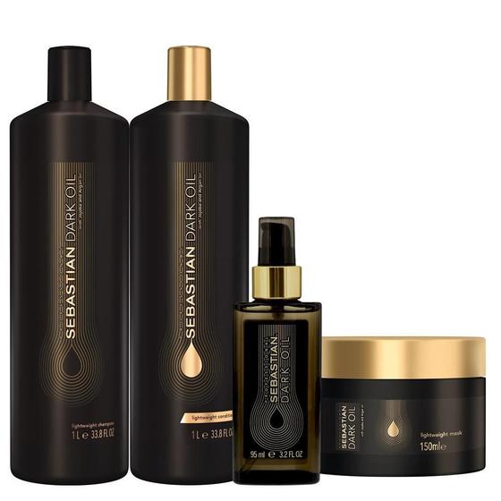 Imagem de Kit Shampoo Condicionador Máscara E Óleo Sebastian Dark Oil