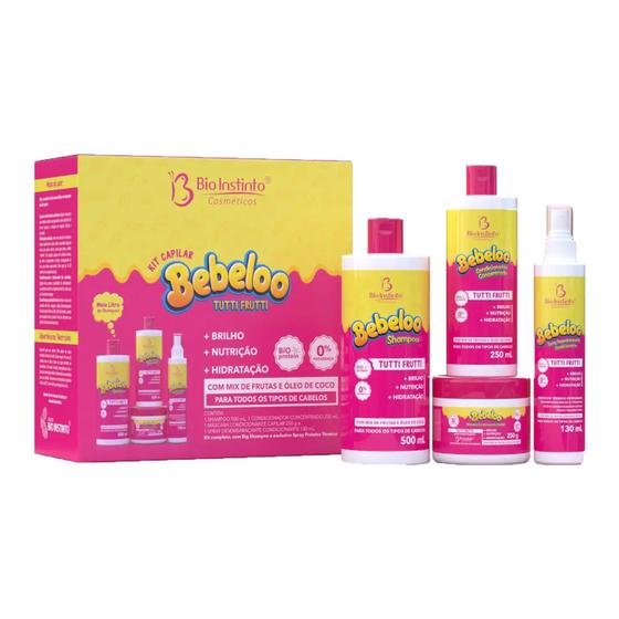 Imagem de Kit Shampoo Condicionador Máscara E Spray Desembaraçante Bebeloo Tutti Frutti Bio Instinto