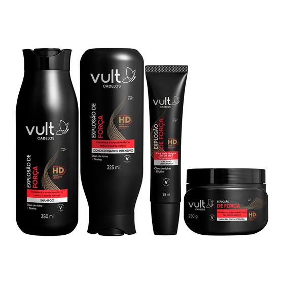 Imagem de Kit Shampoo Condicionador Mascara e Tonico Capilar Antiqueda Crescimento Explosão de Força Vult