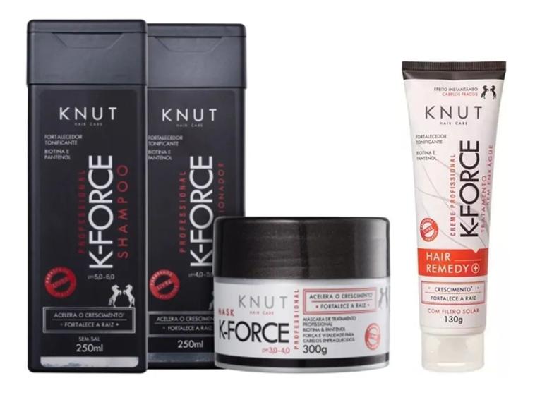 Imagem de Kit Shampoo + Condicionador + Máscara + Leave-in K-Force Knut (4 Produtos)