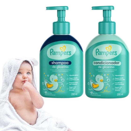 Imagem de Kit Shampoo Condicionador Pampers Baby Linha Bebe Suave
