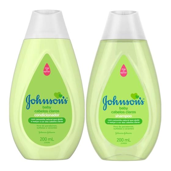 Kit Shampoo Condicionador para Bebês Johnson's Baby Camomila Natural 200ml Suave para os Olhos