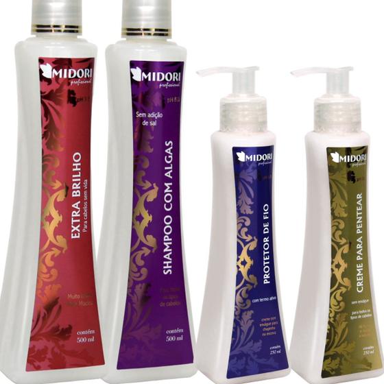 Imagem de Kit Shampoo Condicionador Protetor Fio Creme Pentear Midori