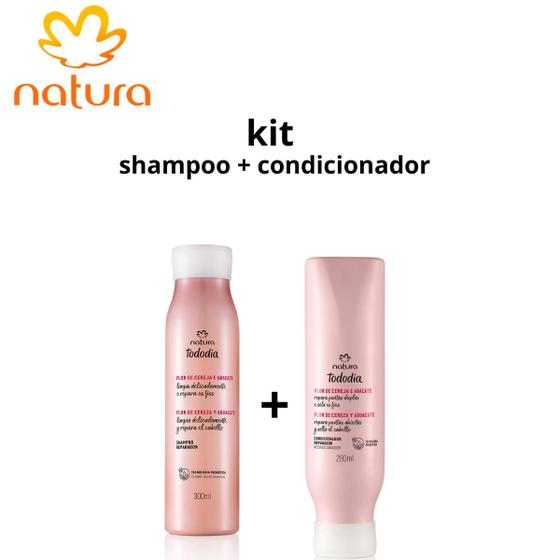 Imagem de Kit shampoo + condicionador reparador natura todo dia flor de cereja e abacate