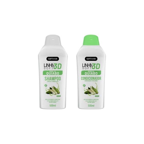 Imagem de Kit Shampoo+Condicionador Soft Hair 500Ml Baba De Quiabo 3D