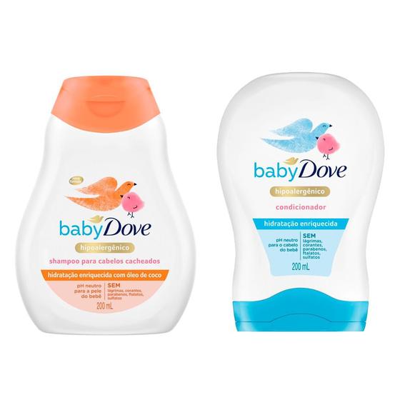 Imagem de Kit Shampoo Dove Baby Hidratação Enriquecida Cabelos Cacheados com 200 e Condicionador Hidratação Enriquecida com 200ml