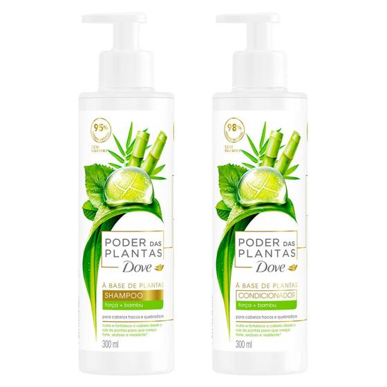 Kit Shampoo Dove Poder das Plantas Força + Bambu 300ml e Condicionador