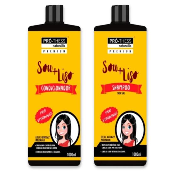 Imagem de Kit Shampoo e Condicionador 1L Sou + Liso Ultra Reconstrução