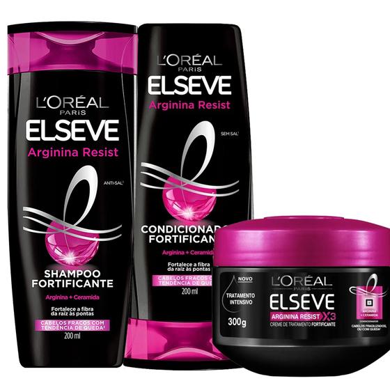 Kit Shampoo e Condicionador 200ml + Máscara 300g Fortificante Arginina Resist X3 Loreal Paris Reforça a Fibra Menor preço em Kit Shampoo e Condicionador 200ml + Máscara 300g Fortificante Arginina Resist X3 Loreal Paris Reforça a Fibra