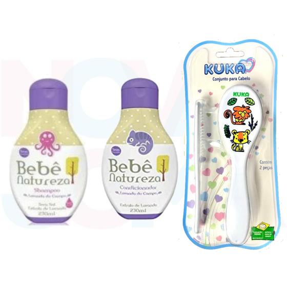 Imagem de kit Shampoo E Condicionador 230ml lavanda Bebê Natureza C/ Pente e escova KUKA