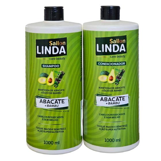 Imagem de Kit Shampoo e Condicionador Abacate e Bambu 1L Sallon Linda