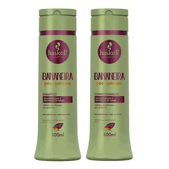 Imagem de Kit Shampoo e Condicionador Bananeira Pós Química Cabelos Danificados Haskell 300ml