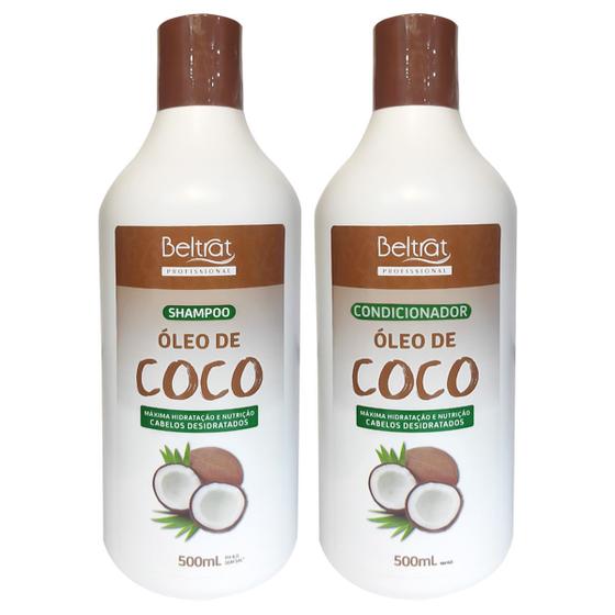 Imagem de kit shampoo e condicionador beltrat profissional óleo de coco d-pantenol 500ml cabelos desidratados