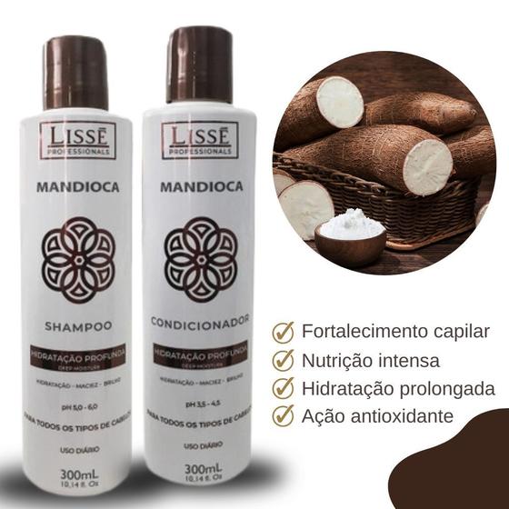 Imagem de Kit Shampoo e Condicionador de Mandioca Lisse 300 ml  - Cabelos renovados e saudáveis