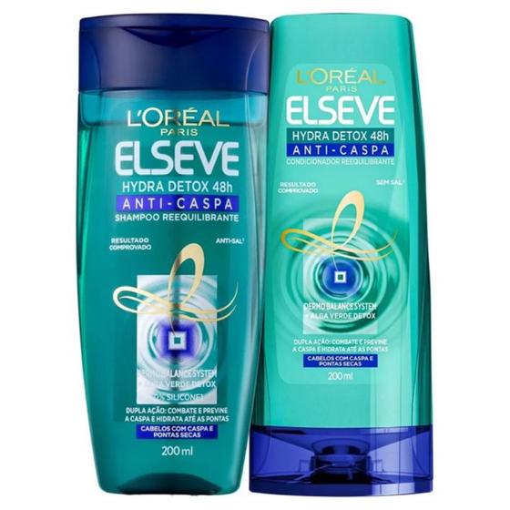 Imagem de Kit Shampoo e Condicionador Detox Anti Caspa Elseve 200ml