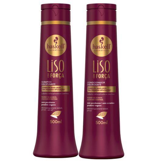 Imagem de Kit Shampoo e Condicionador Disciplinante Liso com Força Haskell 500ml