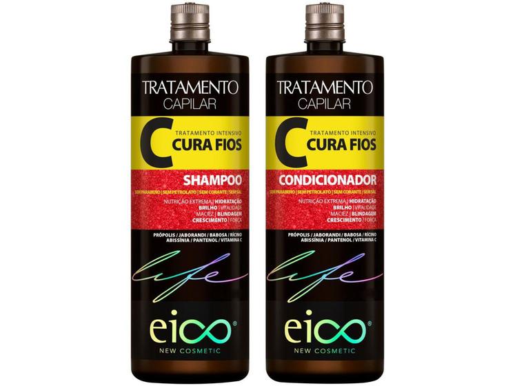 Imagem de Kit Shampoo e Condicionador Eico New Cosmetic - Life Cura Fios 1L cada