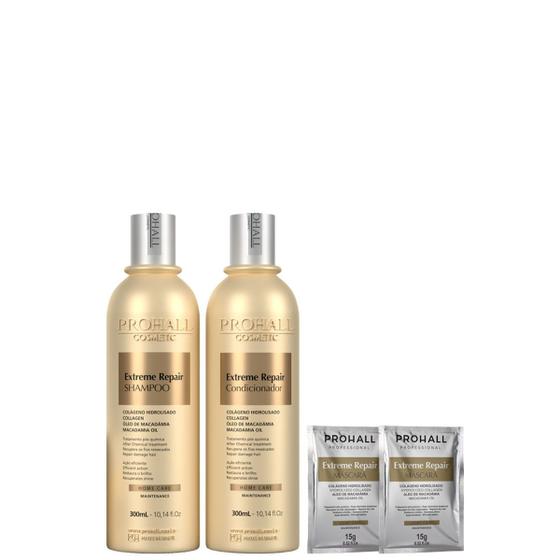 Imagem de Kit Shampoo e Condicionador Extreme Repair 300ml Prohall