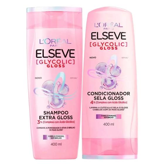 Imagem de Kit Shampoo E Condicionador Glycolic Gloss Elseve 400ml