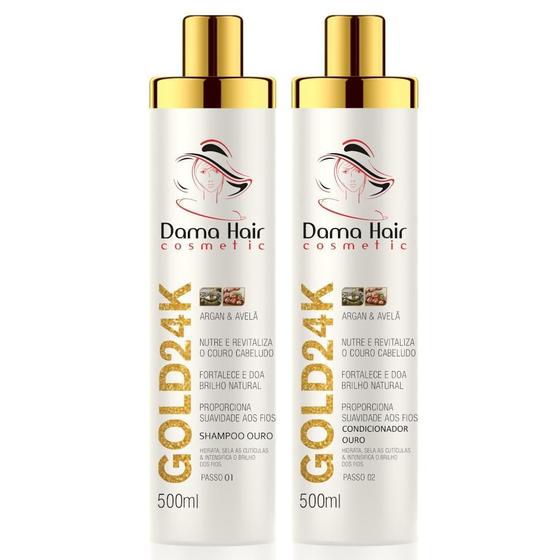 Imagem de Kit Shampoo E Condicionador Gold 24K Dama Hair 500Ml