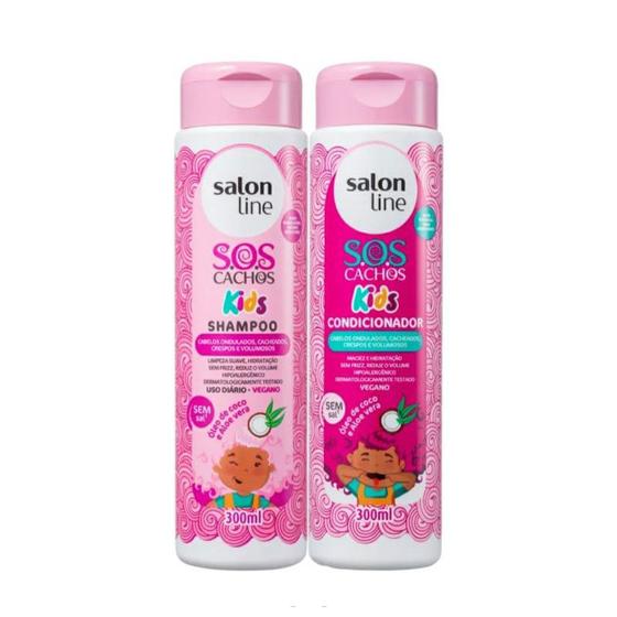 Imagem de Kit Shampoo e Condicionador Infantil S.o.S Kids Salon Line Cachos
