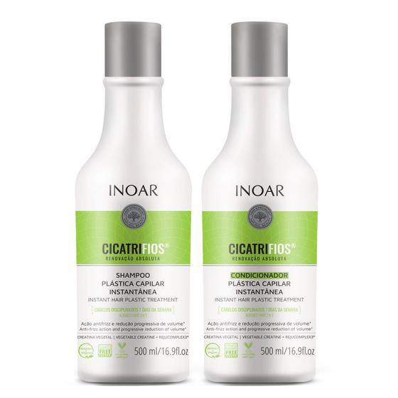 Kit Shampoo e Condicionador Inoar Cicatrifios 500ml Renovação Absoluta Plástica Capilar Antifriz Creatina Vegetal Vegano Menor preço em Kit Shampoo e Condicionador Inoar Cicatrifios 500ml Renovação Absoluta Plástica Capilar Antifriz Creatina Vegetal Vegano