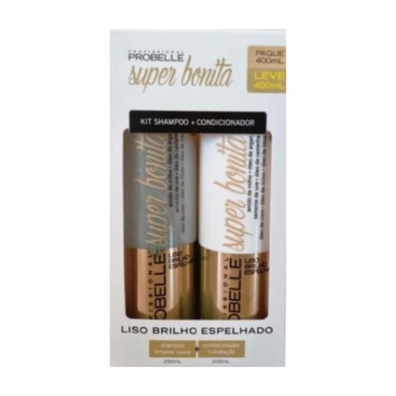 Kit Shampoo e condicionador Liso Brilho Espelhado 450 ml probelle Menor preço em Kit Shampoo e condicionador Liso Brilho Espelhado 450 ml probelle