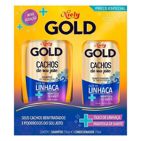 Imagem de Kit Shampoo E Condicionador Niely Gold Óleo De Linhaça