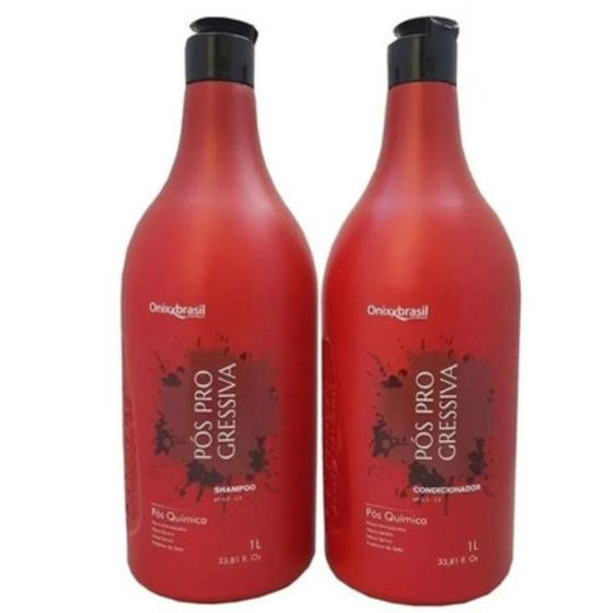 Imagem de Kit Shampoo e Condicionador Pós Progressiva 1lt Onixx Brasil Profissional