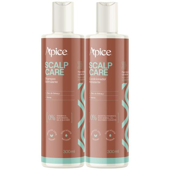 Imagem de Kit Shampoo E Condicionador Scalp Care Estimulante Capilar Apice Apse Vegano Nutrição Menta 300ml