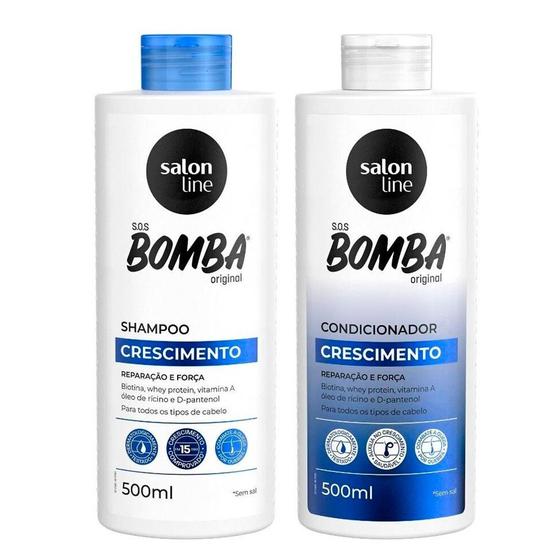 Kit Shampoo e Condicionador SOS Bomba Original 500ml Salon Line - S.O.S Bomba Imagem de Kit Shampoo e Condicionador SOS Bomba Original 500ml Salon Line