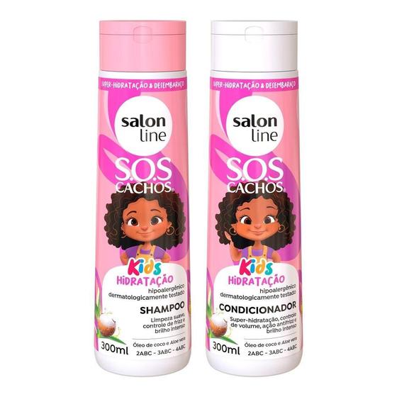 Imagem de Kit Shampoo e Condicionador SOS Cachos Kids Hidratação Salon Line