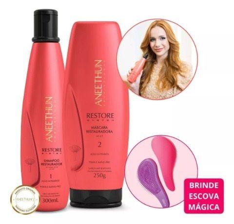 Imagem de Kit Shampoo e mascara Restore System Aneethun e ESCOVA