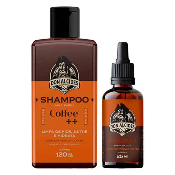 Imagem de Kit Shampoo e Óleo Hidratante Para Barba Coffee Don Alcides