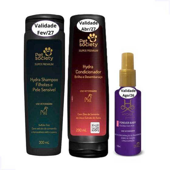 Imagem de Kit Shampoo Filhotes Condicionador E Colônia Forever Baby Pet Society Cães