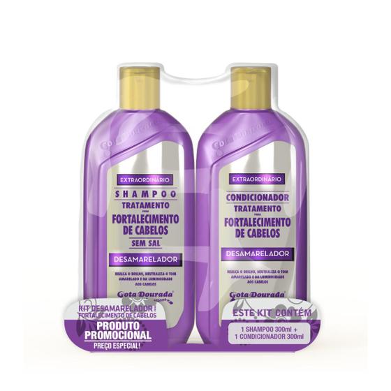 Imagem de Kit shampoo fort.de cab.extraord.desamarelador gota dourada 300 ml