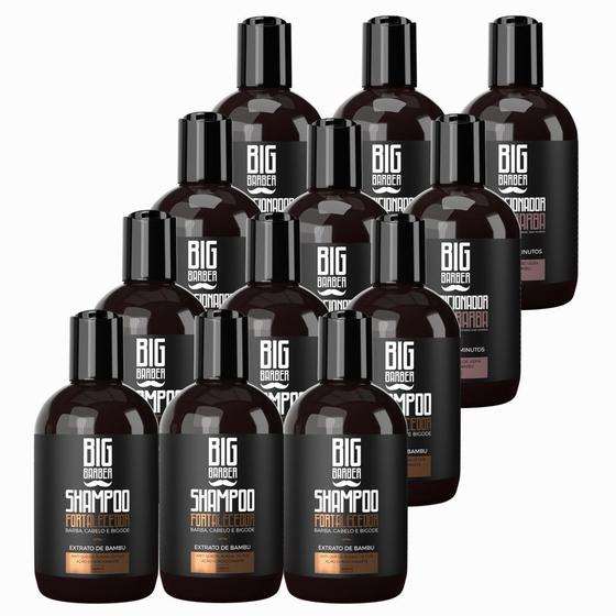 Imagem de Kit Shampoo Fortalecedor + Condicionador Para Barba Big Barber 250ml Caixa Com 12 Unidades