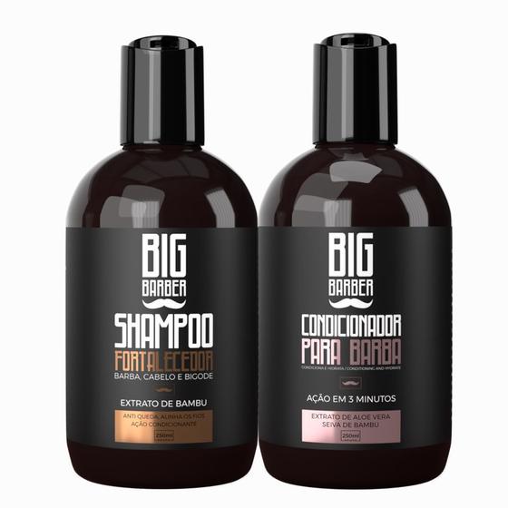 Imagem de Kit Shampoo Fortalecedor + Condicionador Para Barba Big Barber 250ml Caixa Com 2 Unidades