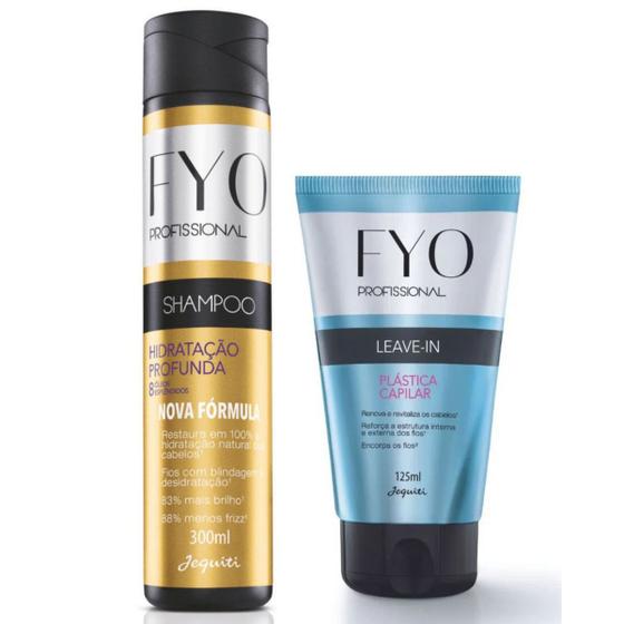 Imagem de Kit Shampoo Fyo Profissional 8 Óleos Esplendidos 300ml + Leave-in Plástica Capilar 125ml - Jequiti