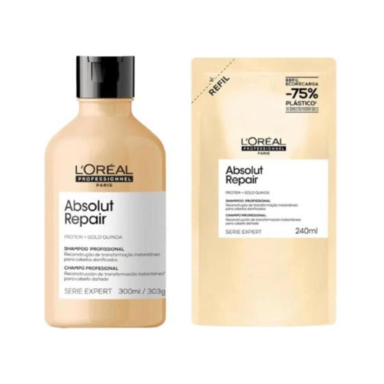 Imagem de Kit Shampoo Gold Quinoa 300ml + Refil 240ml