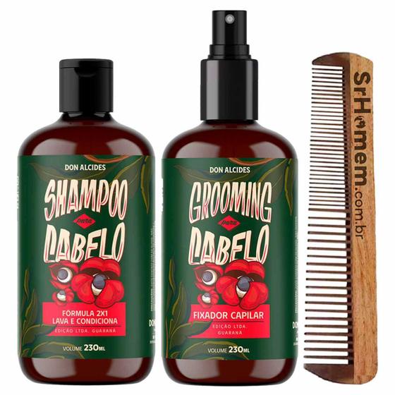 Imagem de Kit Shampoo Grooming Cabelo Guaraná Pente Duplo Don Alcides