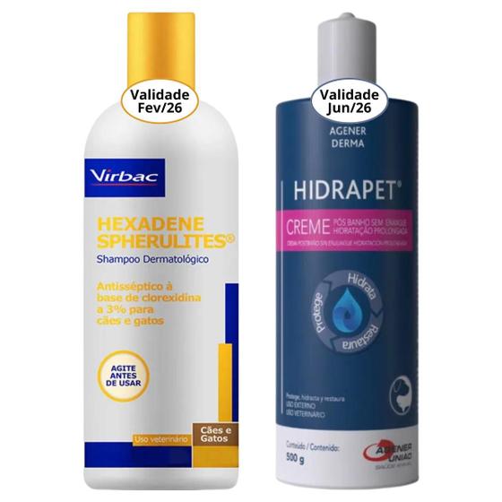 Imagem de Kit Shampoo Hexadene Spherulites 500ml + Hidrapet Creme 500g