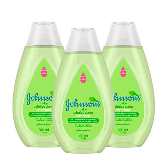 Imagem de Kit Shampoo Johnson's Baby Cabelos Claros 200ml com 3 unidades