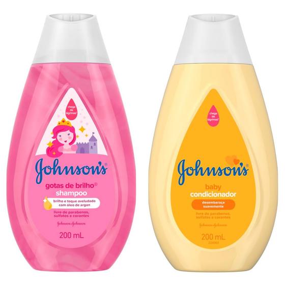 Kit Shampoo Johnson's Gotas de Brilho 200ml e Condicionador Johnson's