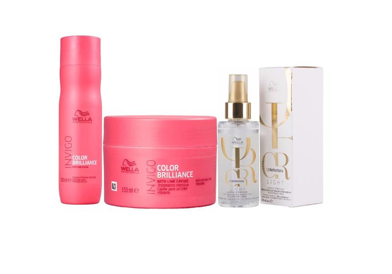 Imagem de Kit Shampoo Máscara Brilliance E Óleo Capilar Oil Reflections Light Wella Professionals