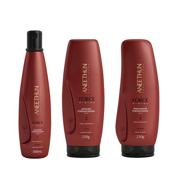 Imagem de Kit Shampoo Mascara E Finalizador Force System  - Aneethun