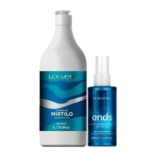 Imagem de Kit Shampoo Mirtilo 1 Litro + Regenerador Ends 100ml Lowell